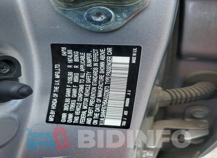 SHHFK7H54JU223673 Photo# 13