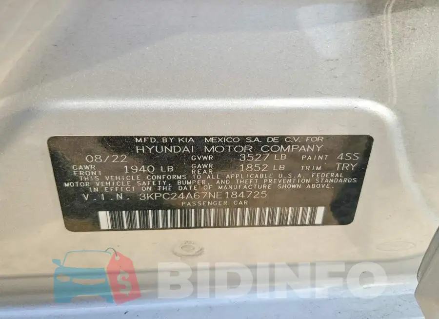 3KPC24A67NE184725 Photo# 12