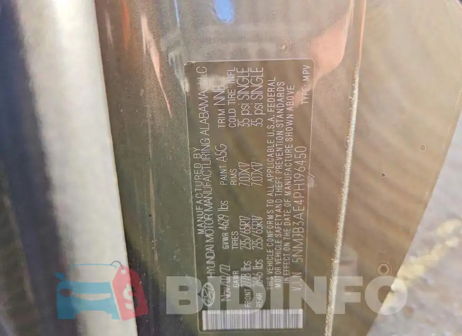 5NMJB3AE4PH196450 Photo# 13