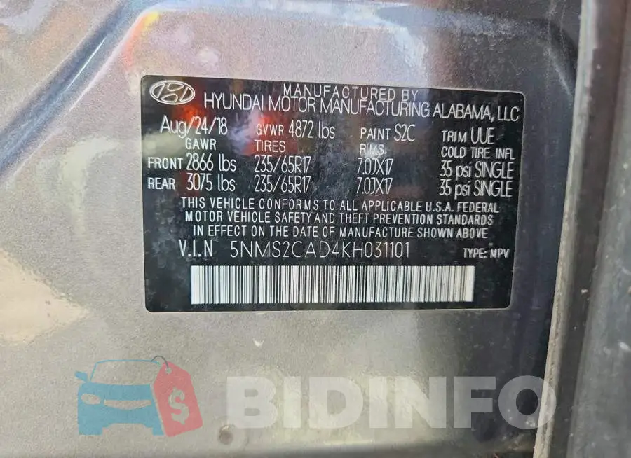 5NMS2CAD4KH031101 Photo# 13
