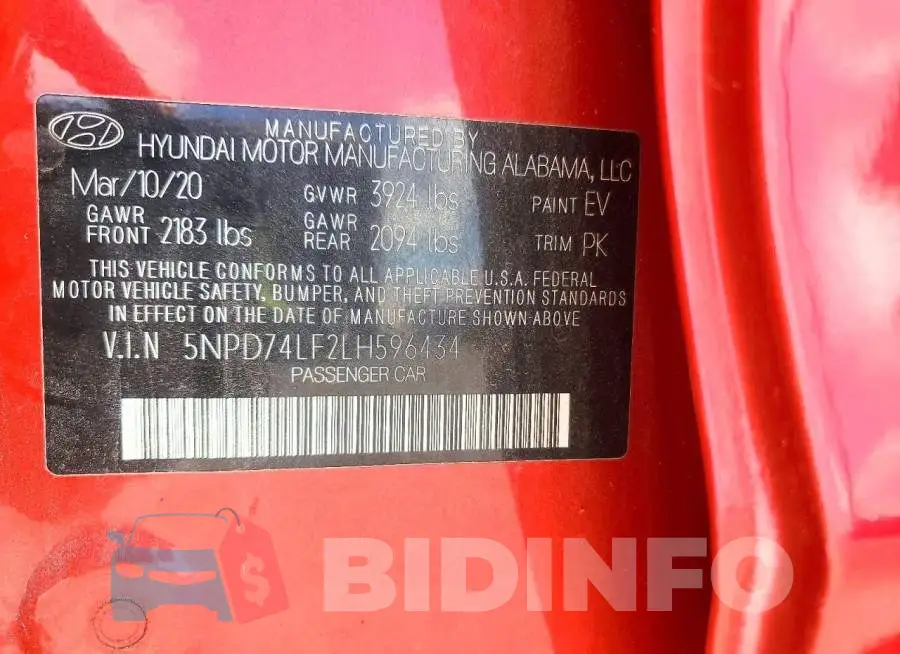 5NPD74LF2LH596434 Photo# 12