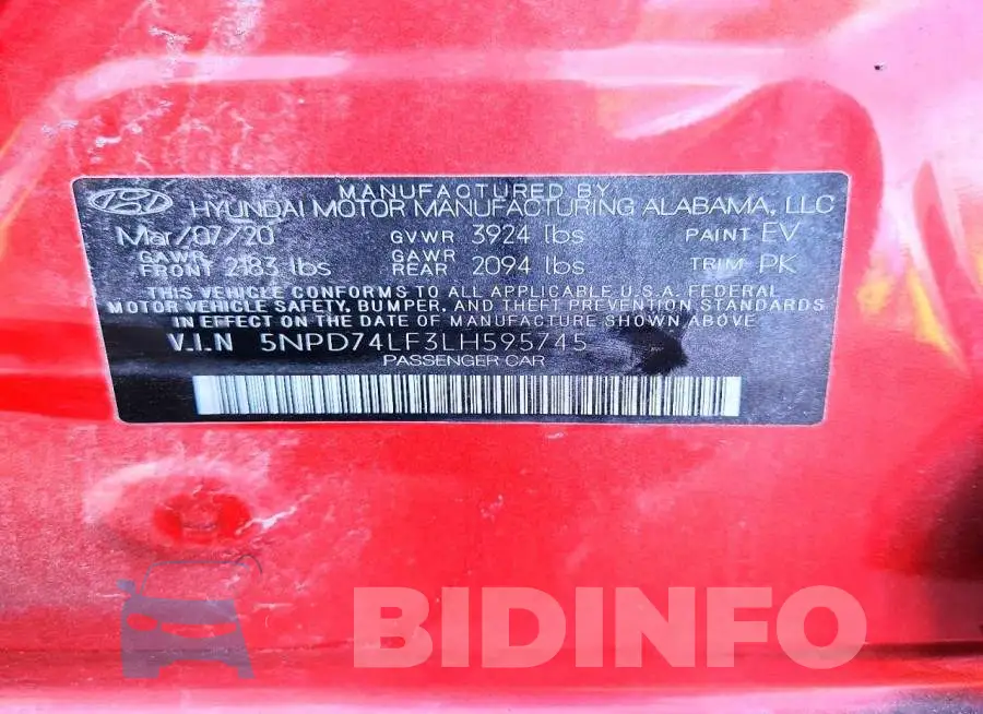 5NPD74LF3LH595745 Photo# 13