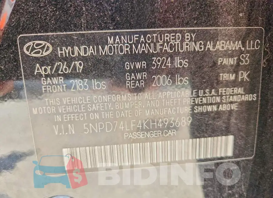 5NPD74LF4KH493689 Photo# 12