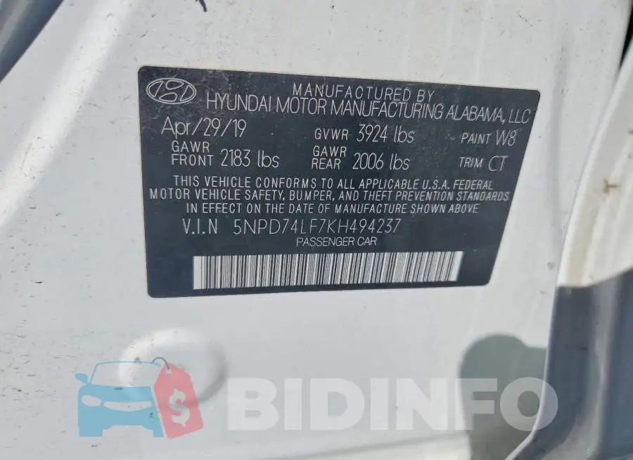 5NPD74LF7KH494237 Photo# 12