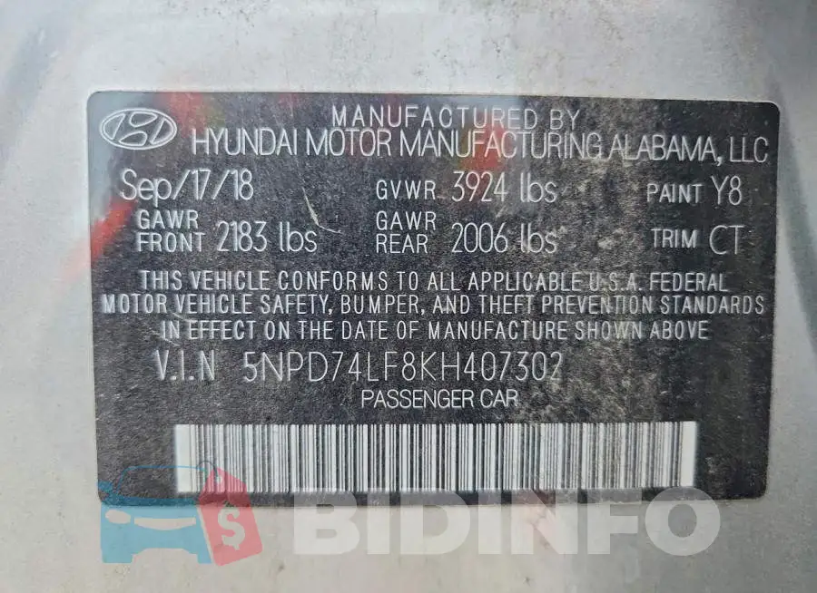 5NPD74LF8KH407302 Photo# 13