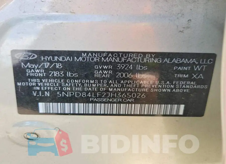 5NPD84LF2JH365026 Photo# 12