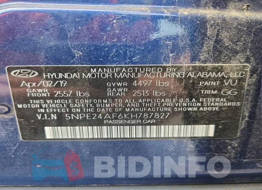 5NPE24AF6KH787827 Photo# 12