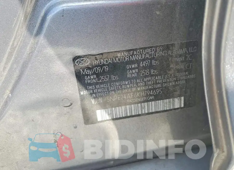 5NPE24AF6KH794695 Photo# 12