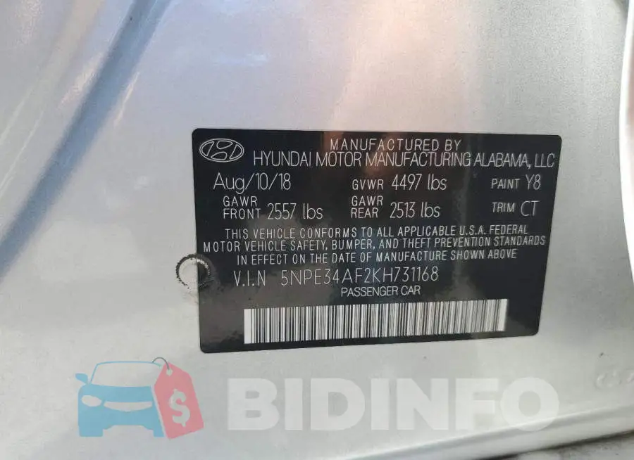 5NPE34AF2KH731168 Photo# 12