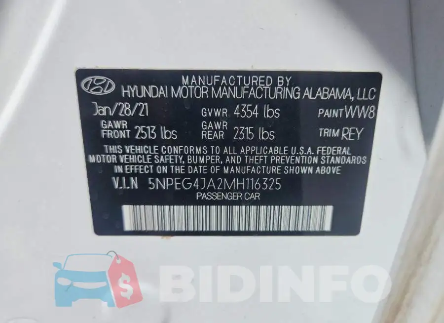 5NPEG4JA2MH116325 Photo# 12