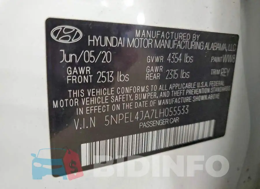 5NPEL4JA7LH055533 Photo# 12