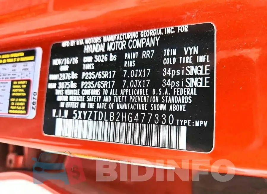 5XYZTDLB2HG477330 Photo# 13