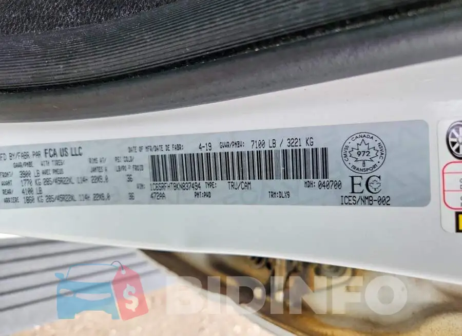 1C6SRFHT8KN837494 Photo# 12