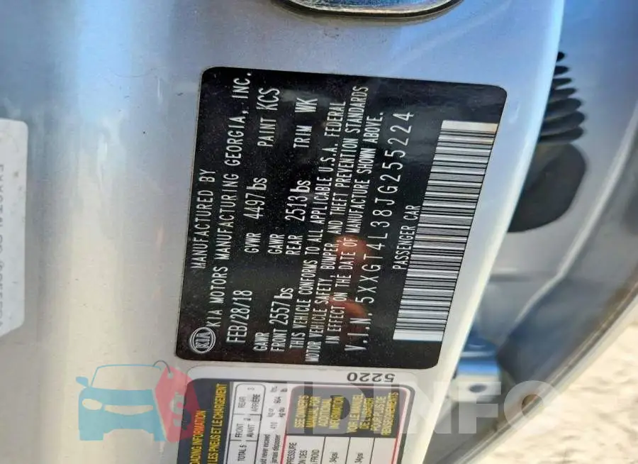 5XXGT4L38JG255224 Photo# 12