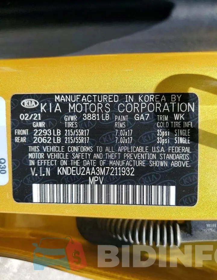 KNDEU2AA3M7211932 Photo# 13