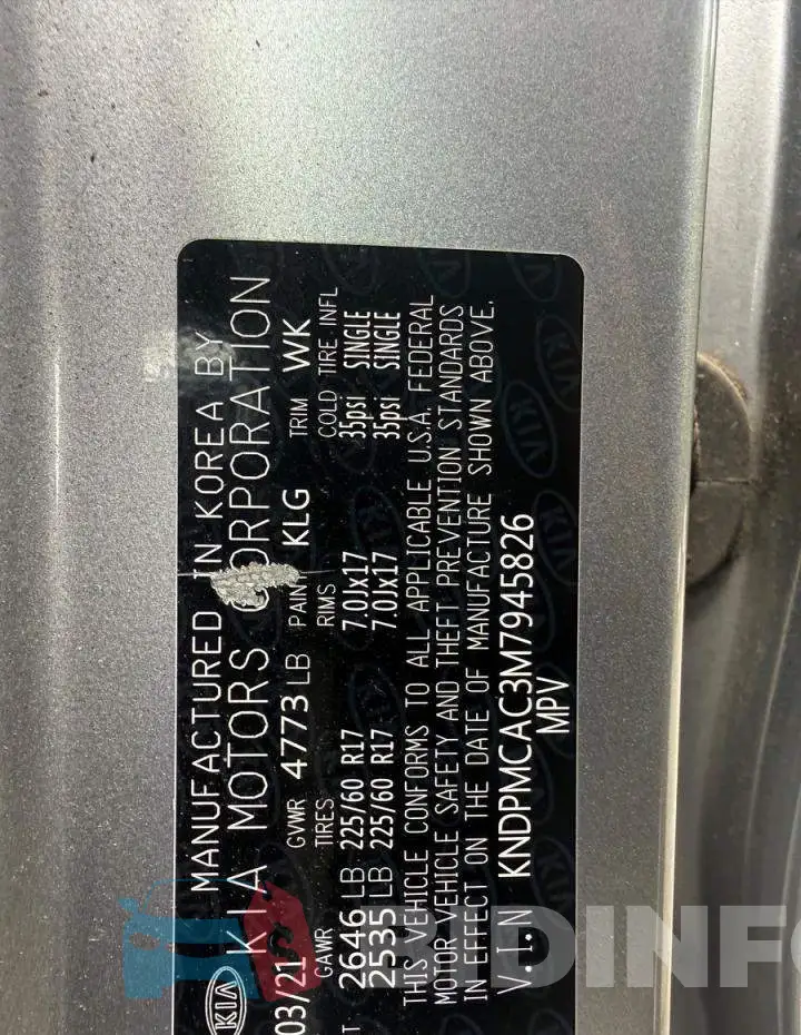 KNDPMCAC3M7945826 Photo# 10