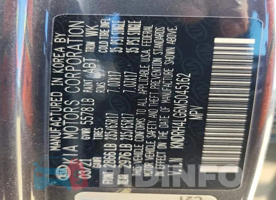 KNDRH4LG6M5045162 Photo# 13