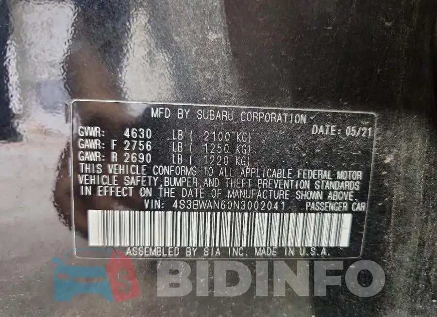 4S3BWAN60N3002041 Photo# 13