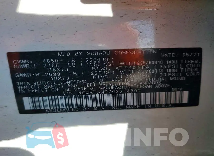 4S4BTANC7M3214802 Photo# 13