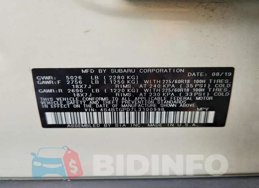 4S4BTGPD7L3100998 Photo# 14