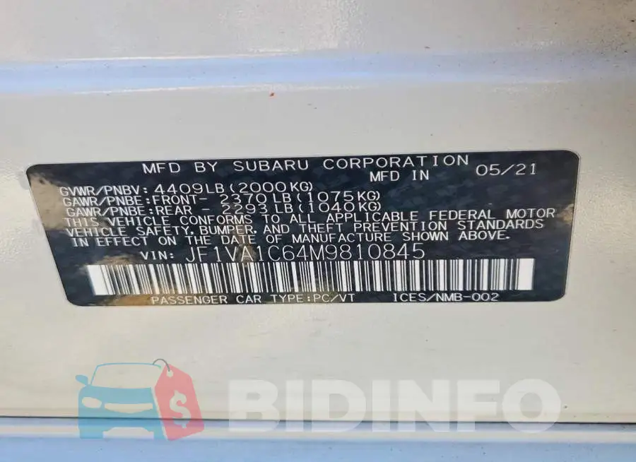 JF1VA1C64M9810845 Photo# 13