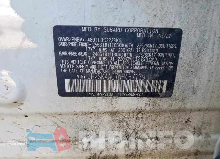 JF2SKAAC7NH457139 Photo# 13