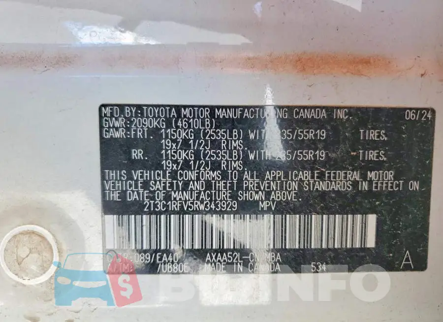 2T3C1RFV5RW343929 Photo# 14