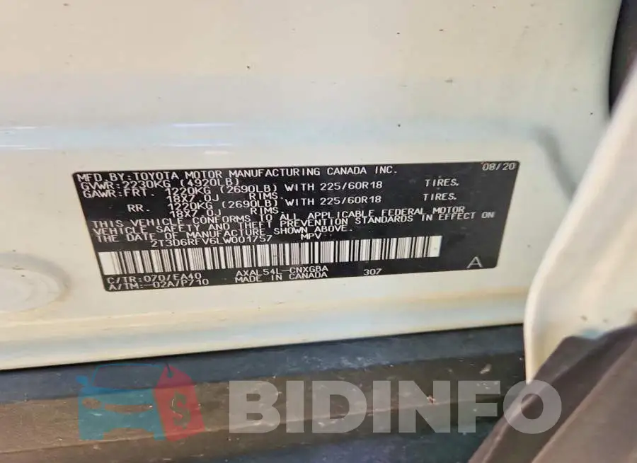 2T3D6RFV6LW001757 Photo# 14