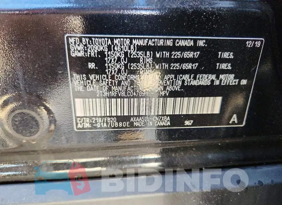 2T3H1RFV8LC047091 Photo# 14