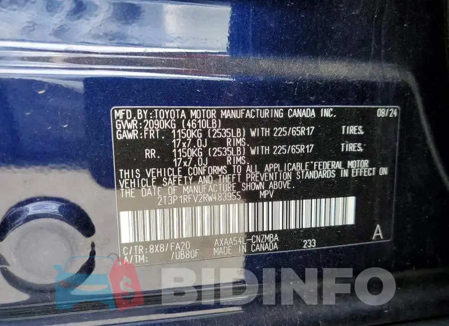 2T3P1RFV2RW483955 Photo# 13