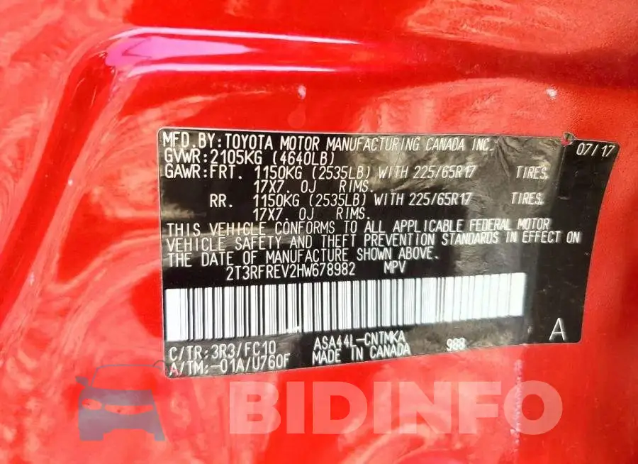2T3RFREV2HW678982 Photo# 13