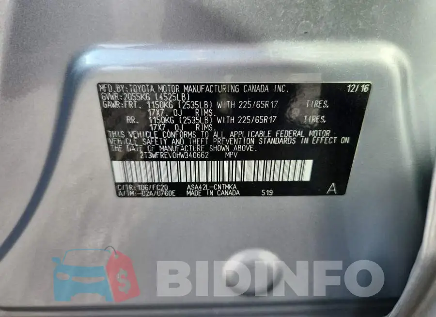 2T3WFREV0HW340662 Photo# 13