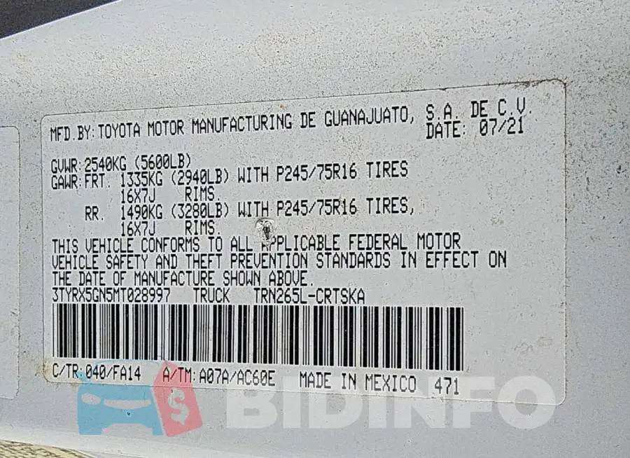 3TYRX5GN5MT028997 Photo# 12