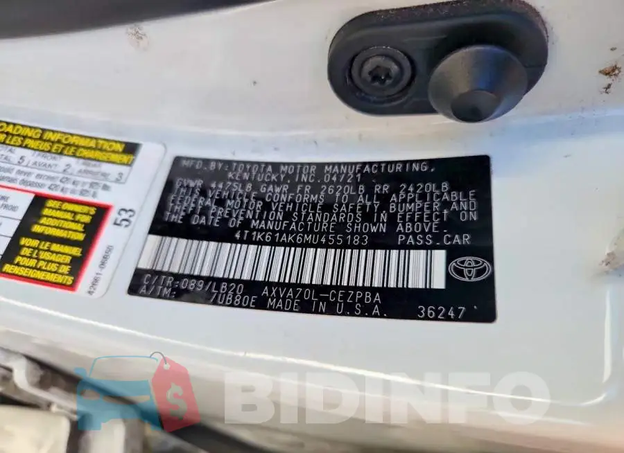 4T1K61AK6MU455183 Photo# 12