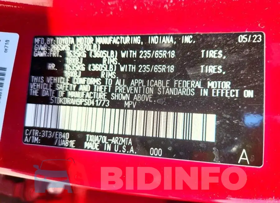 5TDKDRAH9PS041773 Photo# 13