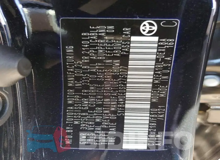 5YFB4MDE0SP275077 Photo# 12