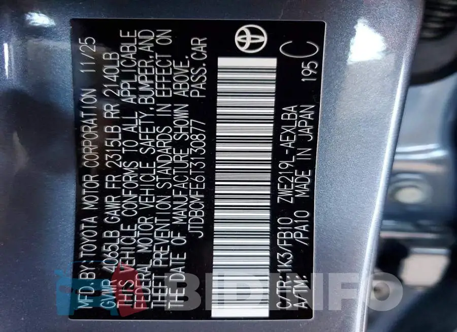 JTDBCMFE6T3130877 Photo# 12