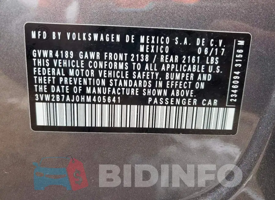 3VW2B7AJ0HM405641 Photo# 12