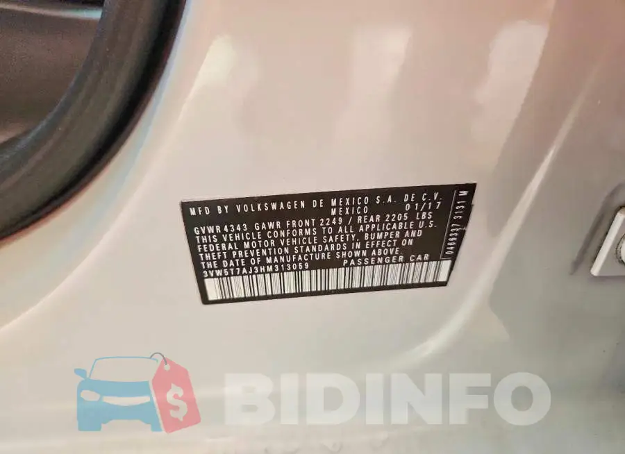 3VW5T7AJ3HM313059 Photo# 13