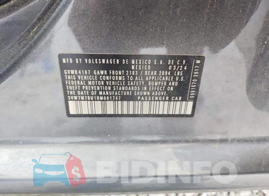 3VW7M7BU1RM061747 Photo# 12