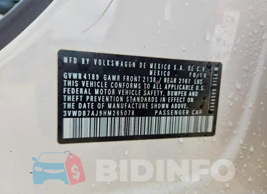 3VWDB7AJ9HM265078 Photo# 13