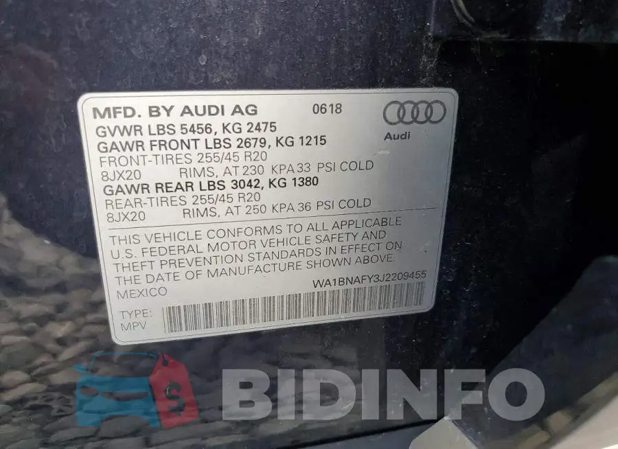 WA1BNAFY3J2209455 Photo# 13