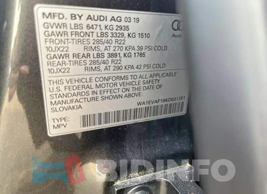 WA1EVAF19KD031251 Photo# 12
