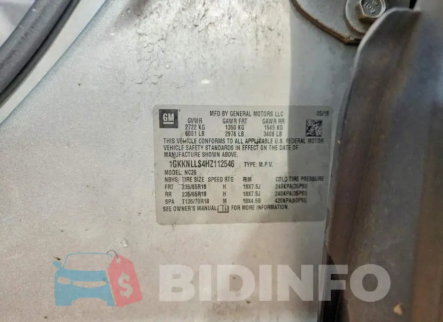 1GKKNLLS4HZ112546 Photo# 12