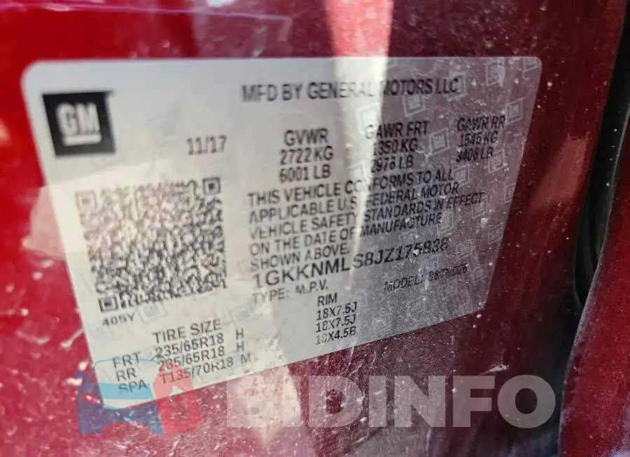 1GKKNMLS8JZ175838 Photo# 13