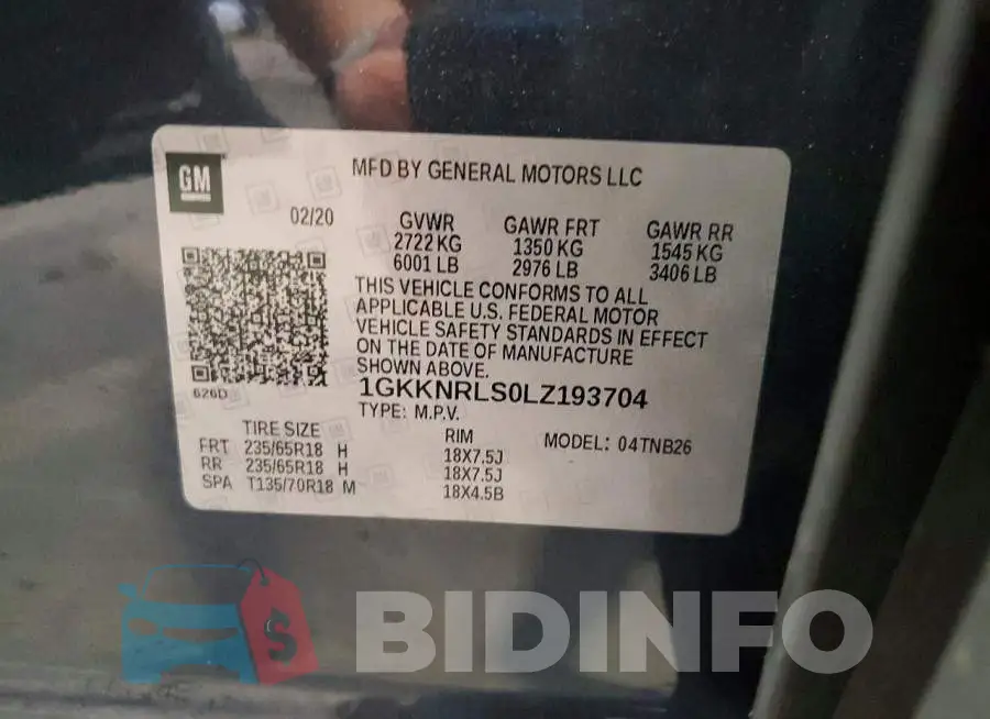 1GKKNRLS0LZ193704 Photo# 13