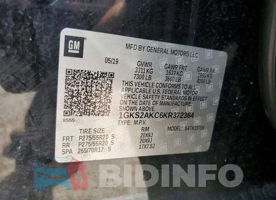 1GKS2AKC6KR372364 Photo# 13