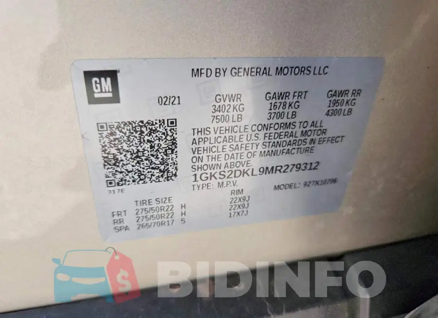 1GKS2DKL9MR279312 Photo# 14