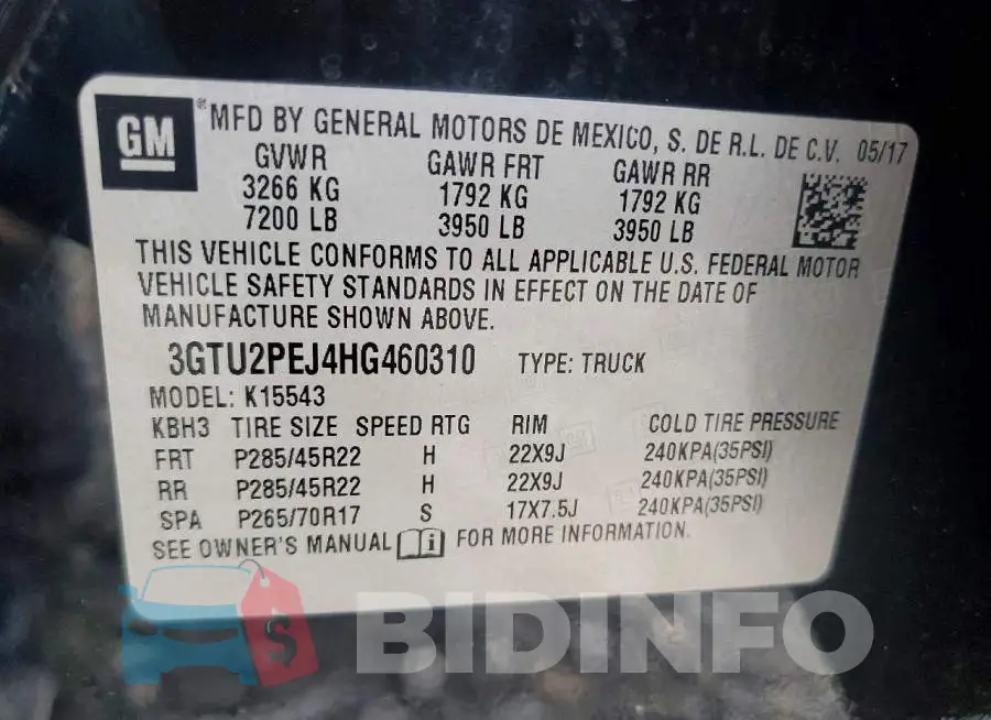 3GTU2PEJ4HG460310 Photo# 12