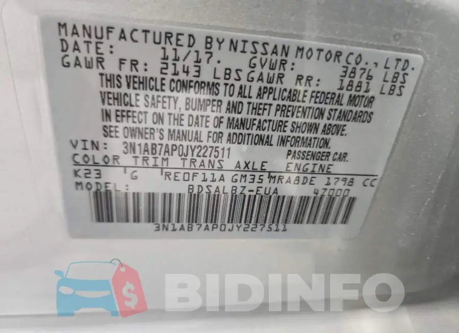 3N1AB7AP0JY227511 Photo# 12